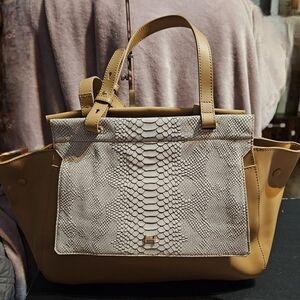 Elegant Tan and Cream Women's Handbag